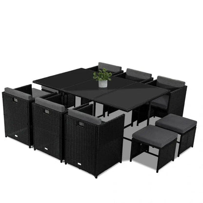 Bali 11 Piece Outdoor Dining Set-black