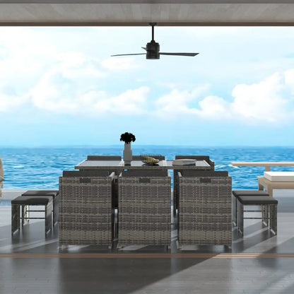 Bali 11 Piece Outdoor Dining Set-grey