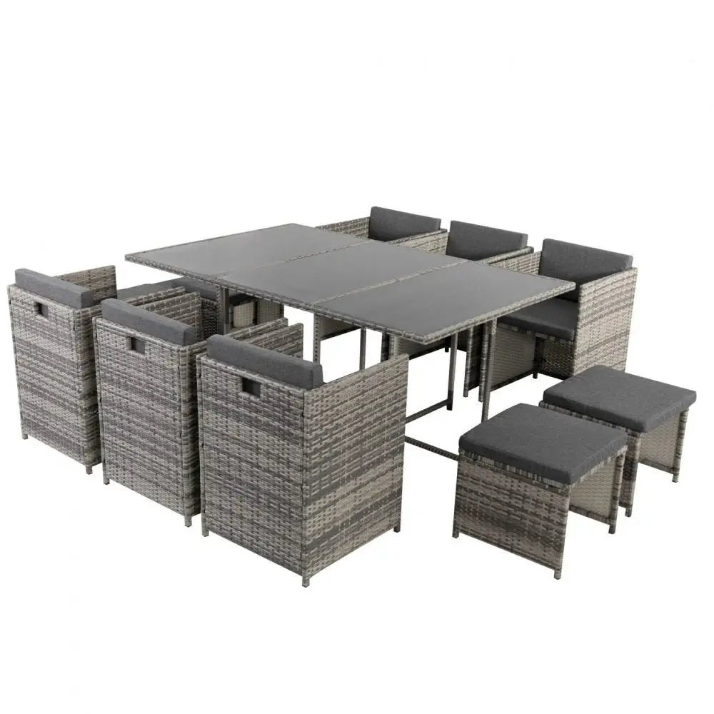 Bali 11 Piece Outdoor Dining Set-grey
