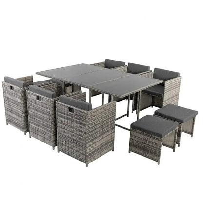 Bali 11 Piece Outdoor Dining Set-grey