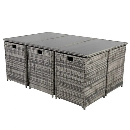 Bali 11 Piece Outdoor Dining Set-grey