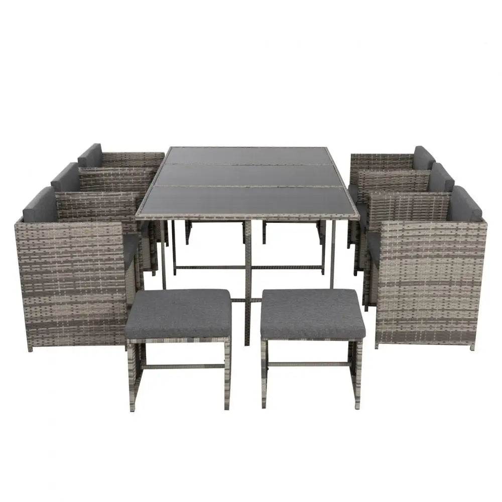 Bali 11 Piece Outdoor Dining Set-grey