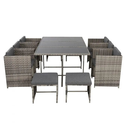 Bali 11 Piece Outdoor Dining Set-grey