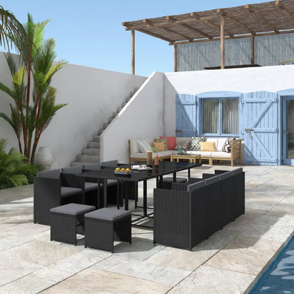 Bali 13pc Outdoor Dining Set-black