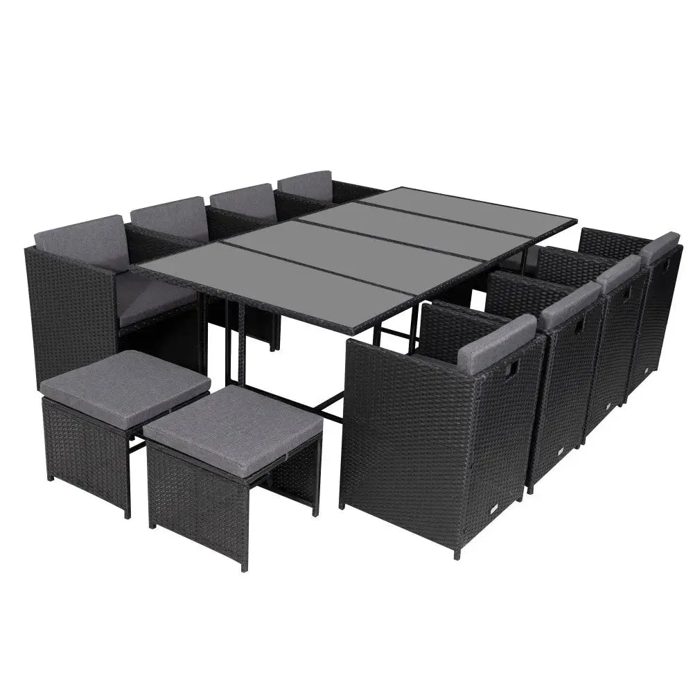 Bali 13pc Outdoor Dining Set-black