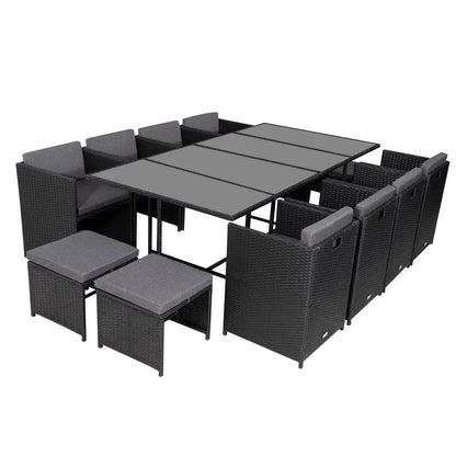Bali 13pc Outdoor Dining Set-black