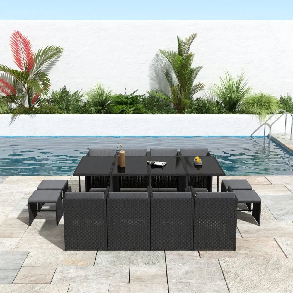 Bali 13pc Outdoor Dining Set-black