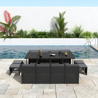 Bali 13pc Outdoor Dining Set-black