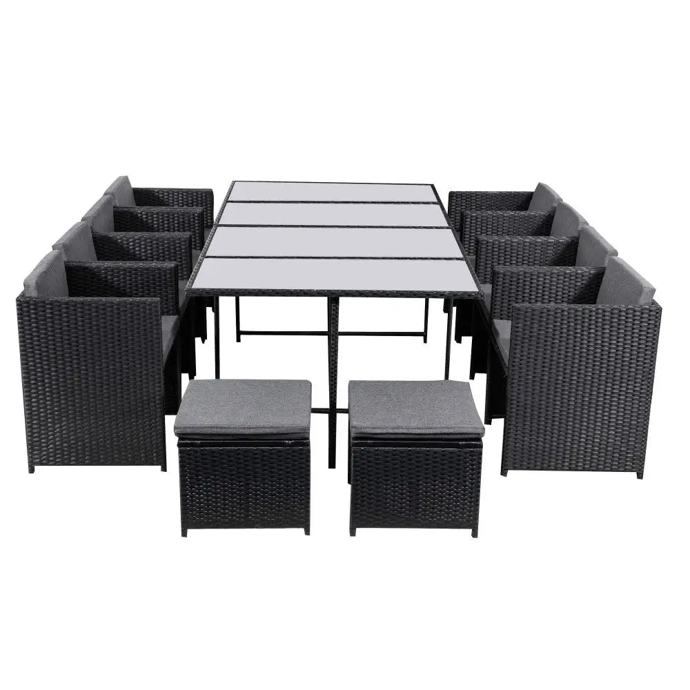 Bali 13pc Outdoor Dining Set-black
