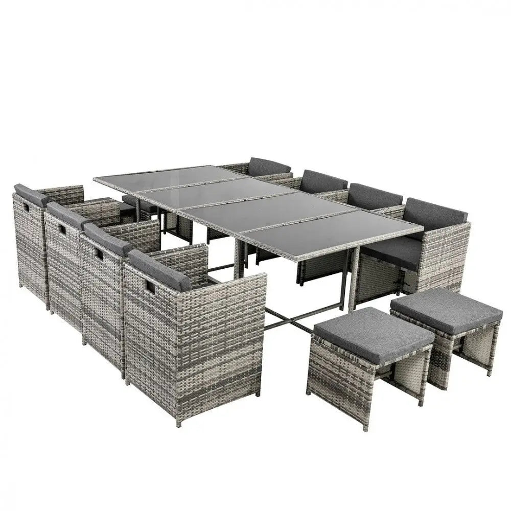 Bali 13pc Outdoor Dining Set-grey