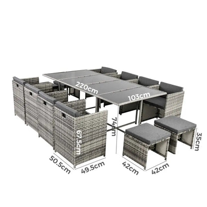 Bali 13pc Outdoor Dining Set-grey