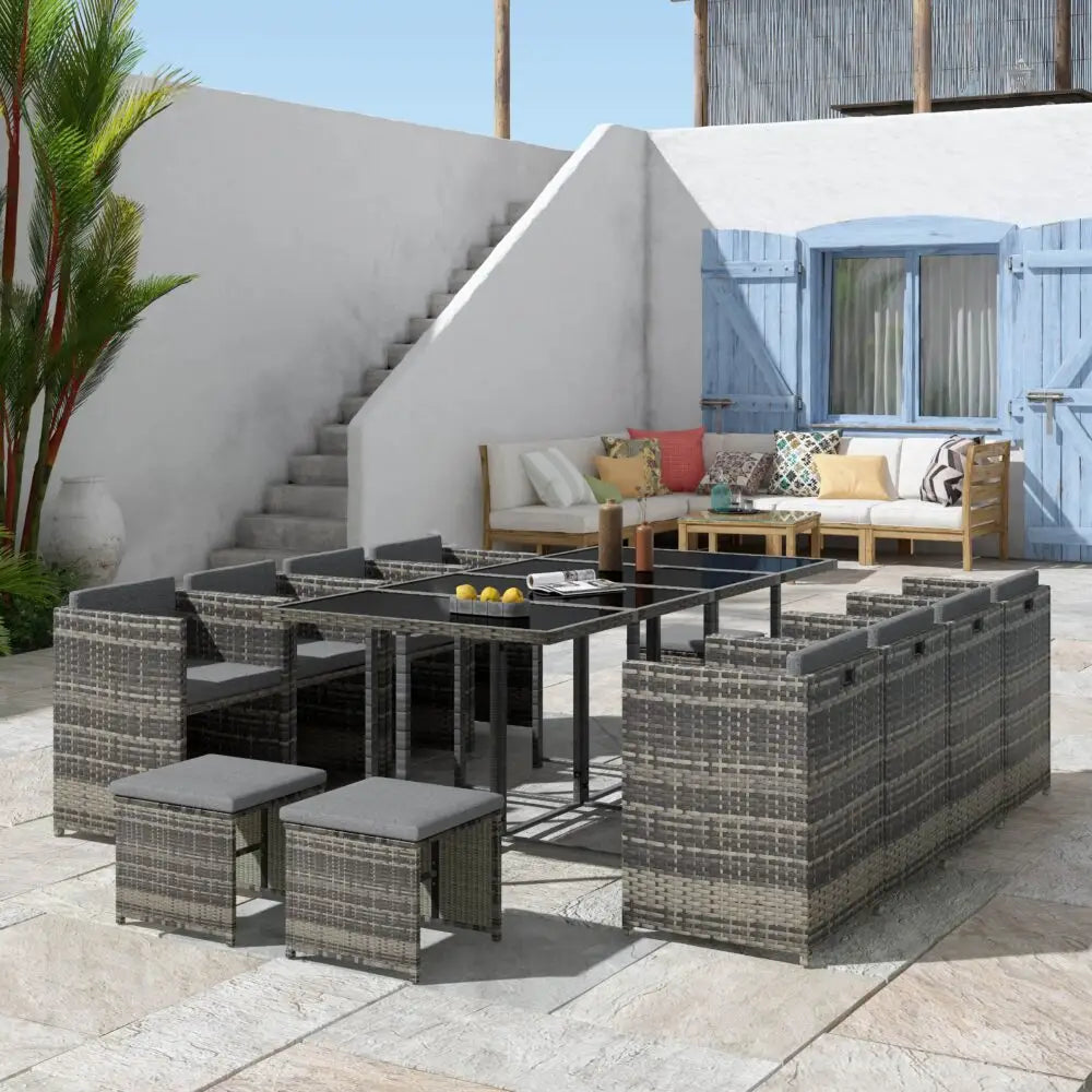 Bali 13pc Outdoor Dining Set-grey