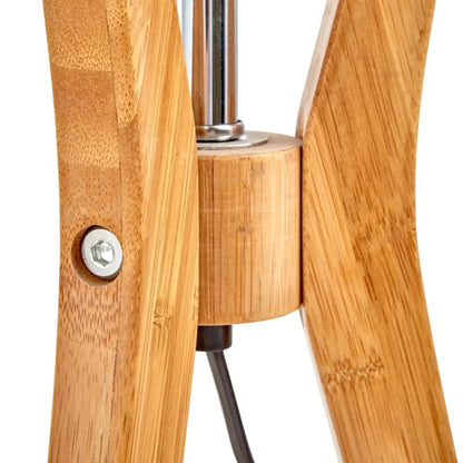 Bamboo Tripod Table Lamp Desk Modern Rustic Geo Light w Linen Shade