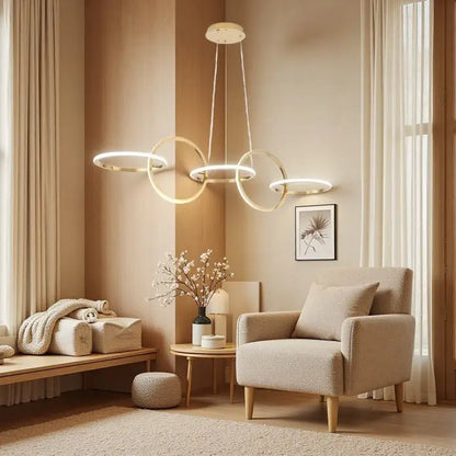 Bamdecor A180 Nordic Golden Circles Kitchen Dining Table Pendant Light Minimalist Modern Lighting