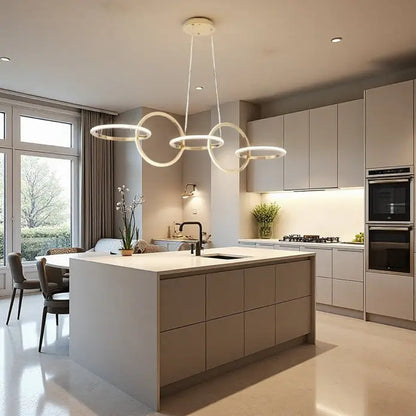 Bamdecor A180 Nordic Golden Circles Kitchen Dining Table Pendant Light Minimalist Modern Lighting