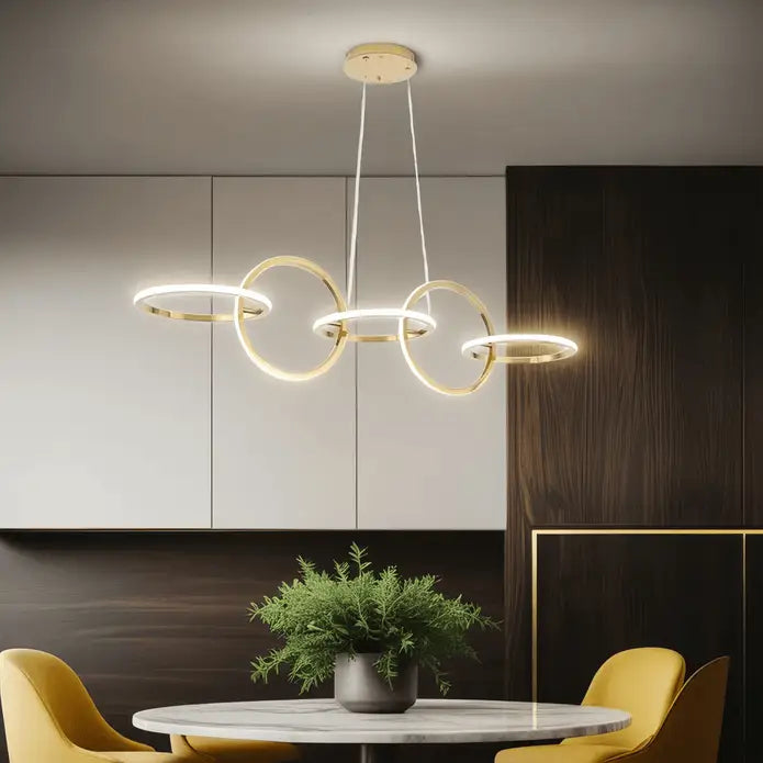 Bamdecor A180 Nordic Golden Circles Kitchen Dining Table Pendant Light Minimalist Modern Lighting