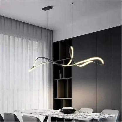 Bamdecor A210 Modern Led Linear Pendant Lights with Dimmable and Adjustable Hanging Length 150cm -black