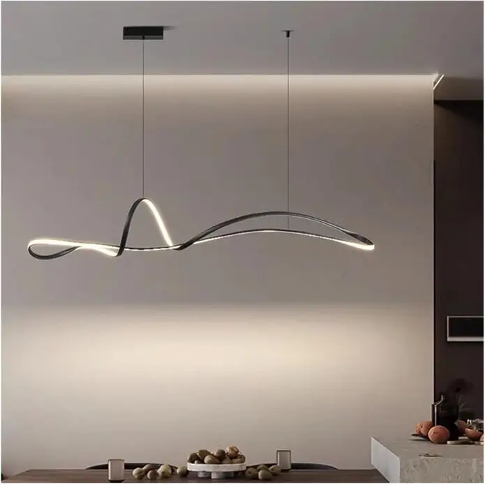 Bamdecor A210 Modern Led Linear Pendant Lights with Dimmable and Adjustable Hanging Length 150cm -black