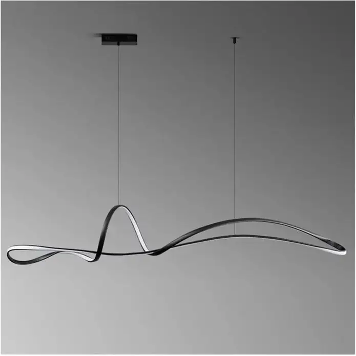 Bamdecor A210 Modern Led Linear Pendant Lights with Dimmable and Adjustable Hanging Length 150cm -black