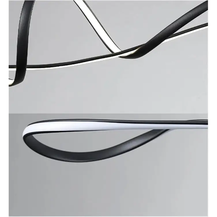 Bamdecor A210 Modern Led Linear Pendant Lights with Dimmable and Adjustable Hanging Length 150cm -black