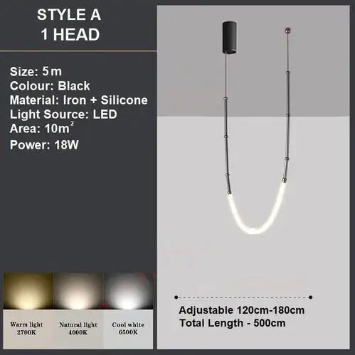 Bamdecor Minimalistic Retro Led Minimalism Designer Lustre Hanging Lamps Slender-shape Pendant Light (black)