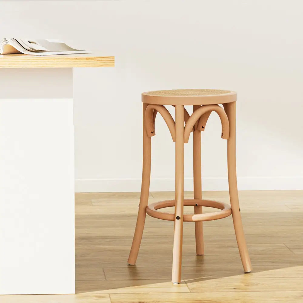 Bar Stool Rattan Seat Wooden