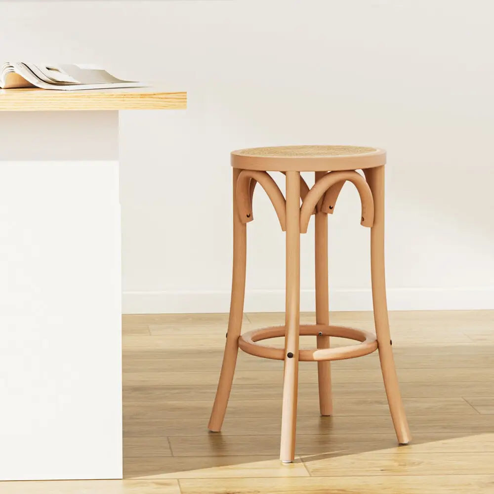 Bar Stool Rattan Seat Wooden