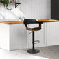Bar Stools Gas Lift Leather W/armrest All Black