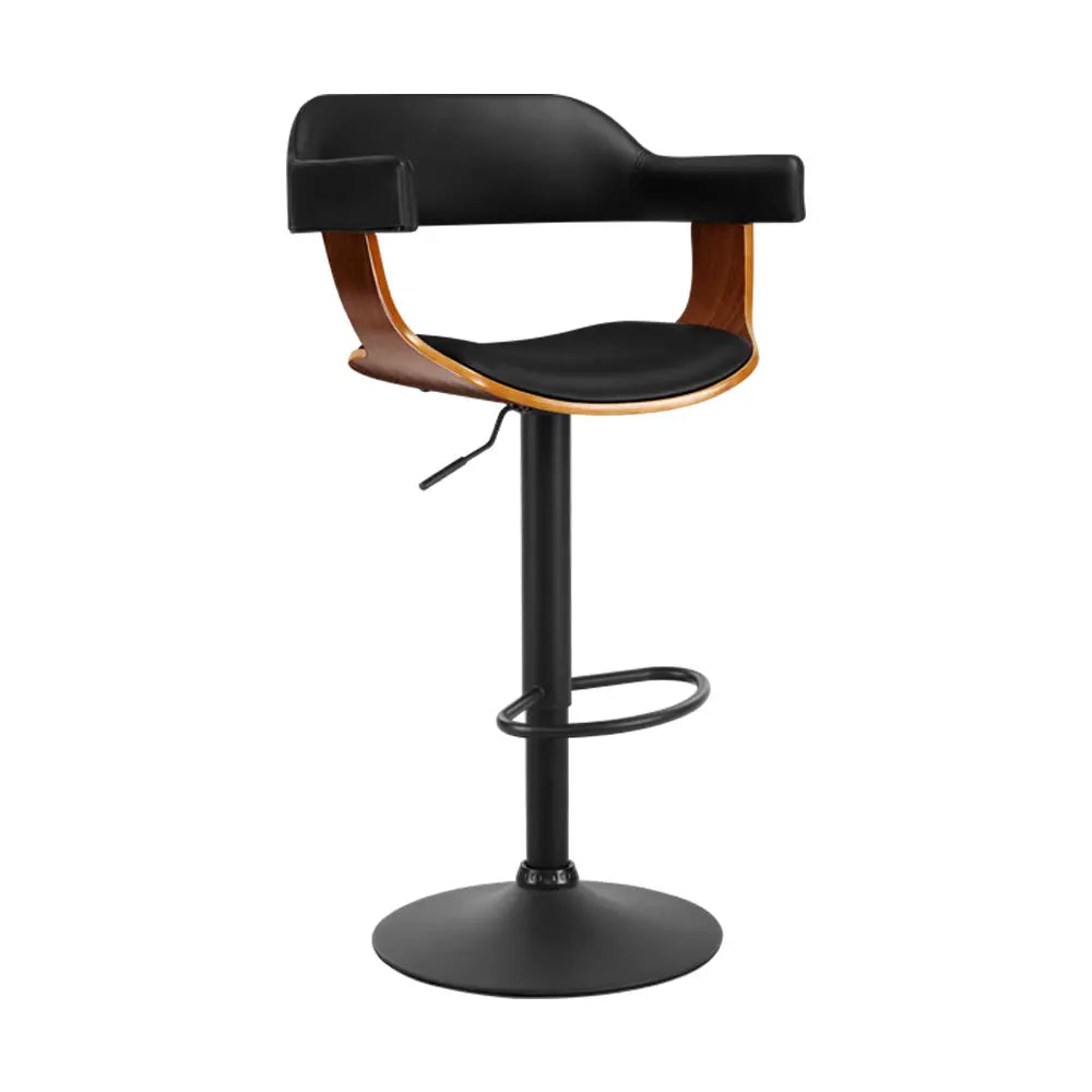 Bar Stools Gas Lift Leather W/armrest All Black
