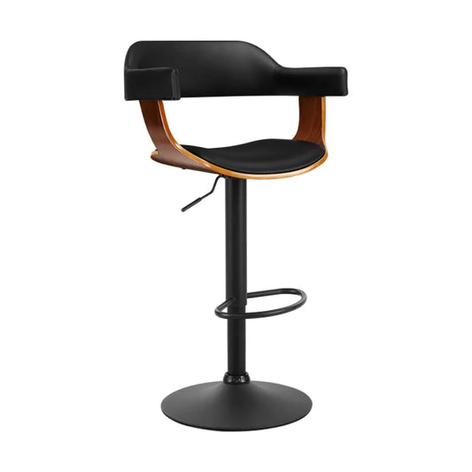 Bar Stools Gas Lift Leather W/armrest All Black