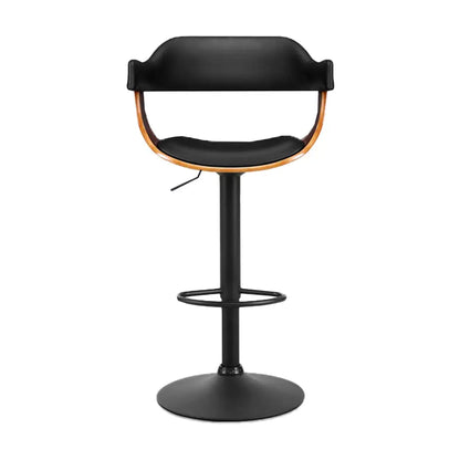 Bar Stools Gas Lift Leather W/armrest All Black