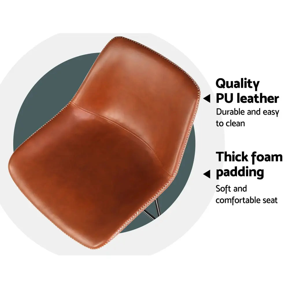 Bar Stools Kitchen Counter Barstools Leather Metal Chairs Brown X2