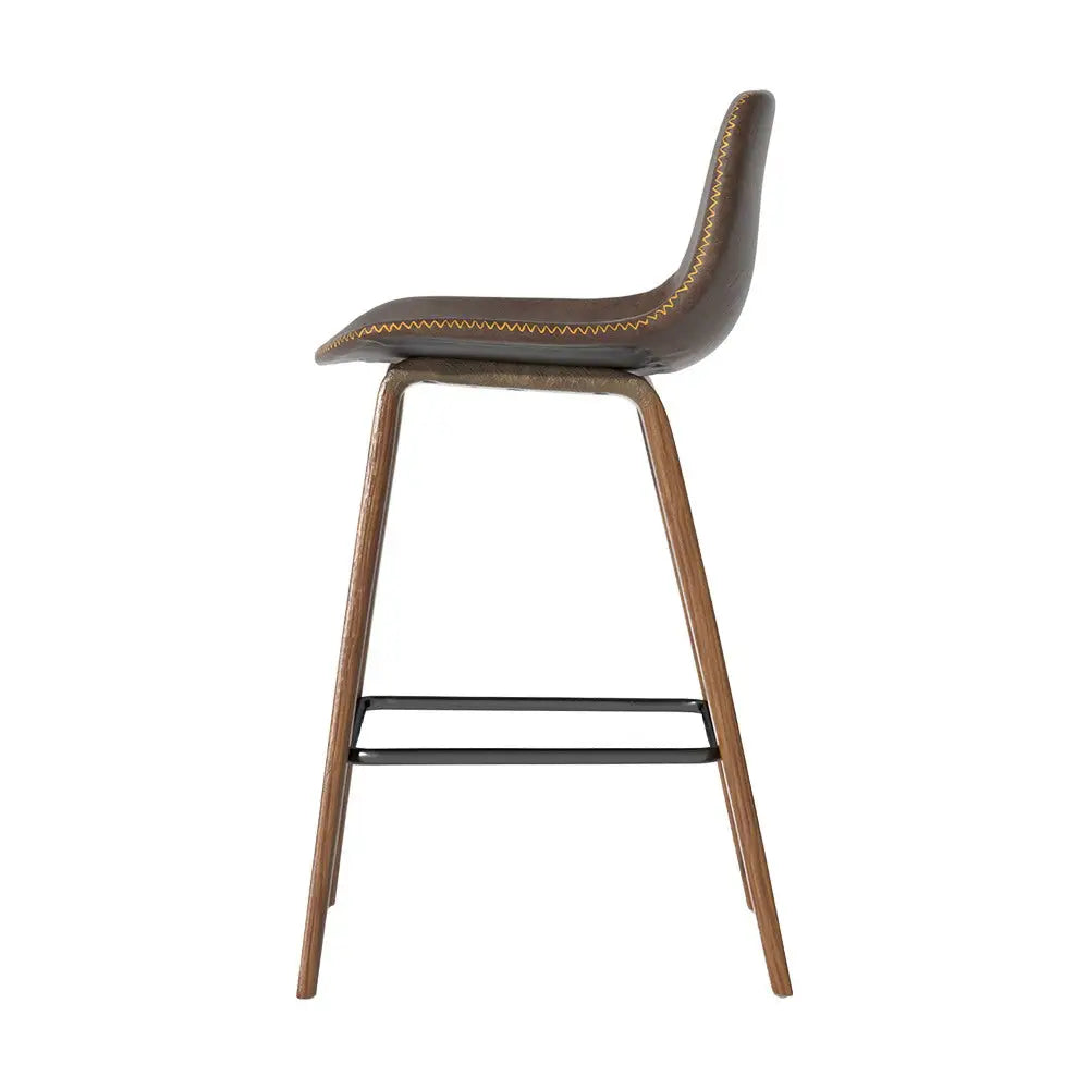 Bar Stools Kitchen Counter Barstools Leather Wooden Chairs X2