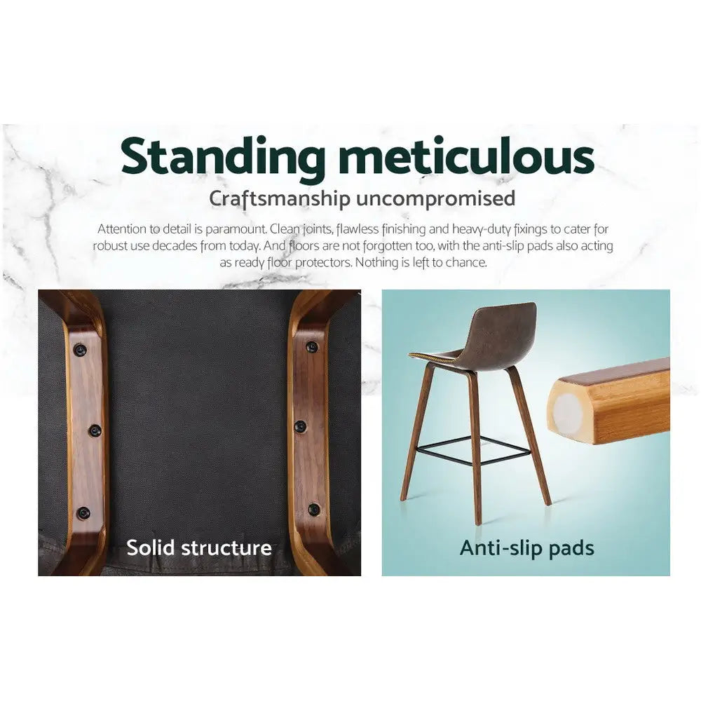 Bar Stools Kitchen Counter Barstools Leather Wooden Chairs X2