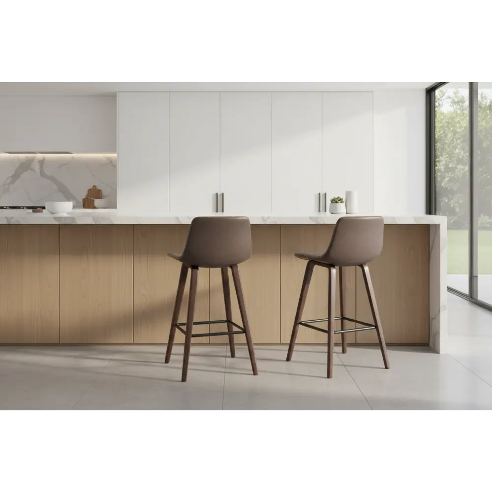 Bar Stools Kitchen Counter Barstools Leather Wooden Chairs X2