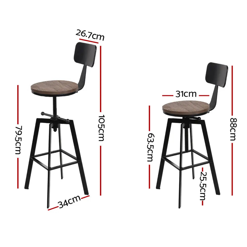 Bar Stools Kitchen Counter Chairs Vintage Metal X2