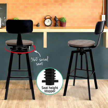 Bar Stools Kitchen Counter Chairs Vintage Metal X2