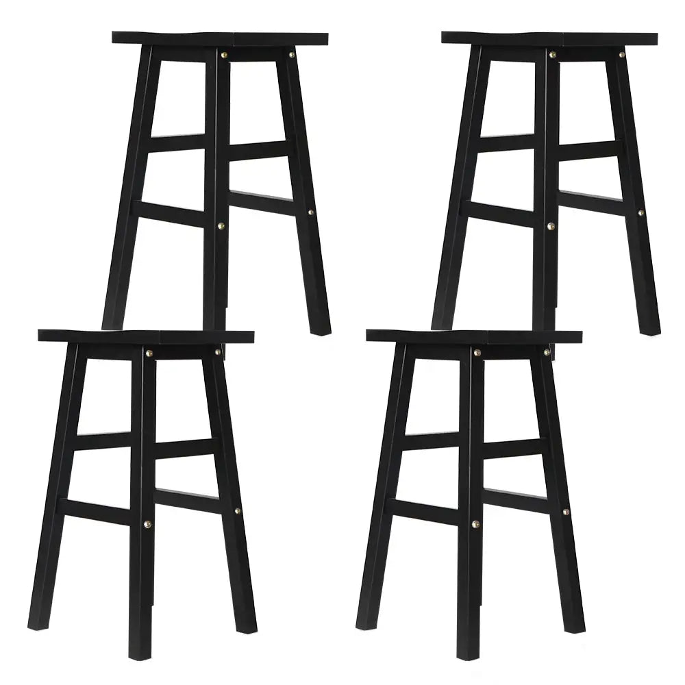 Bar Stools Kitchen Counter Wooden Chairs Black X4
