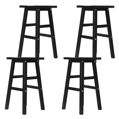 Bar Stools Kitchen Counter Wooden Chairs Black X4