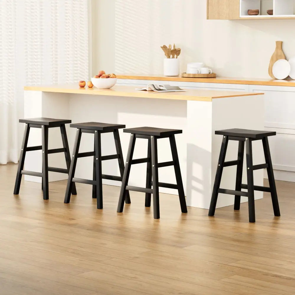 Bar Stools Kitchen Counter Wooden Chairs Black X4