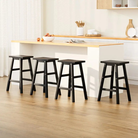 Bar Stools Kitchen Counter Wooden Chairs Black X4
