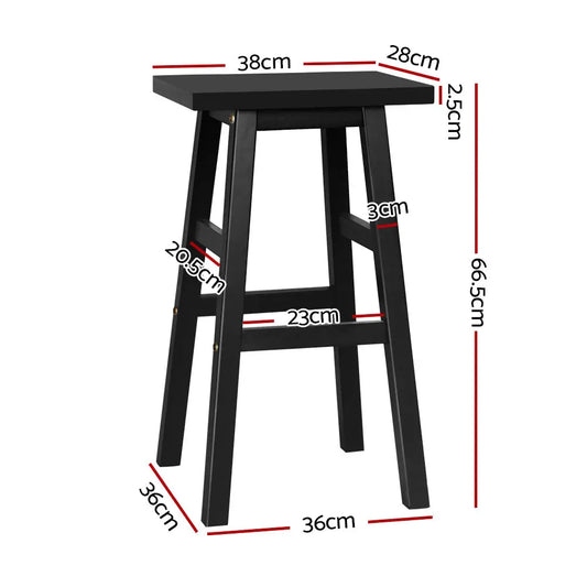 Bar Stools Kitchen Counter Wooden Chairs Black X4