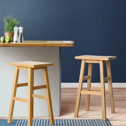 Bar Stools Kitchen Counter Wooden Chairs Natural X2