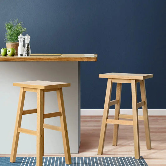 Bar Stools Kitchen Counter Wooden Chairs Natural X2
