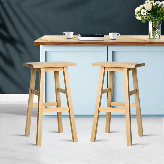 Bar Stools Kitchen Counter Wooden Chairs Natural X2