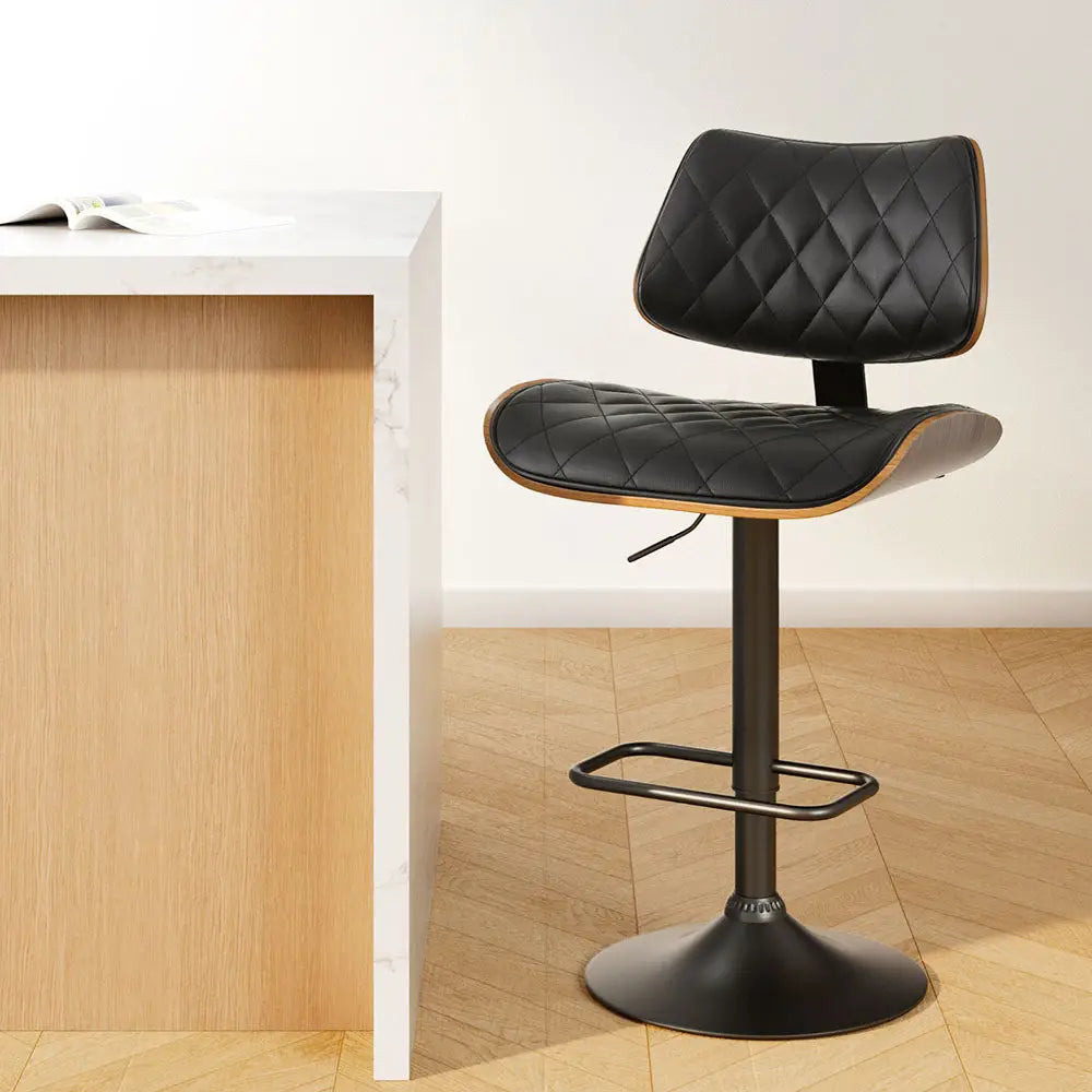 Bar Stools Kitchen Dining Chairs Gas Lift Stool Wooden Leather Black
