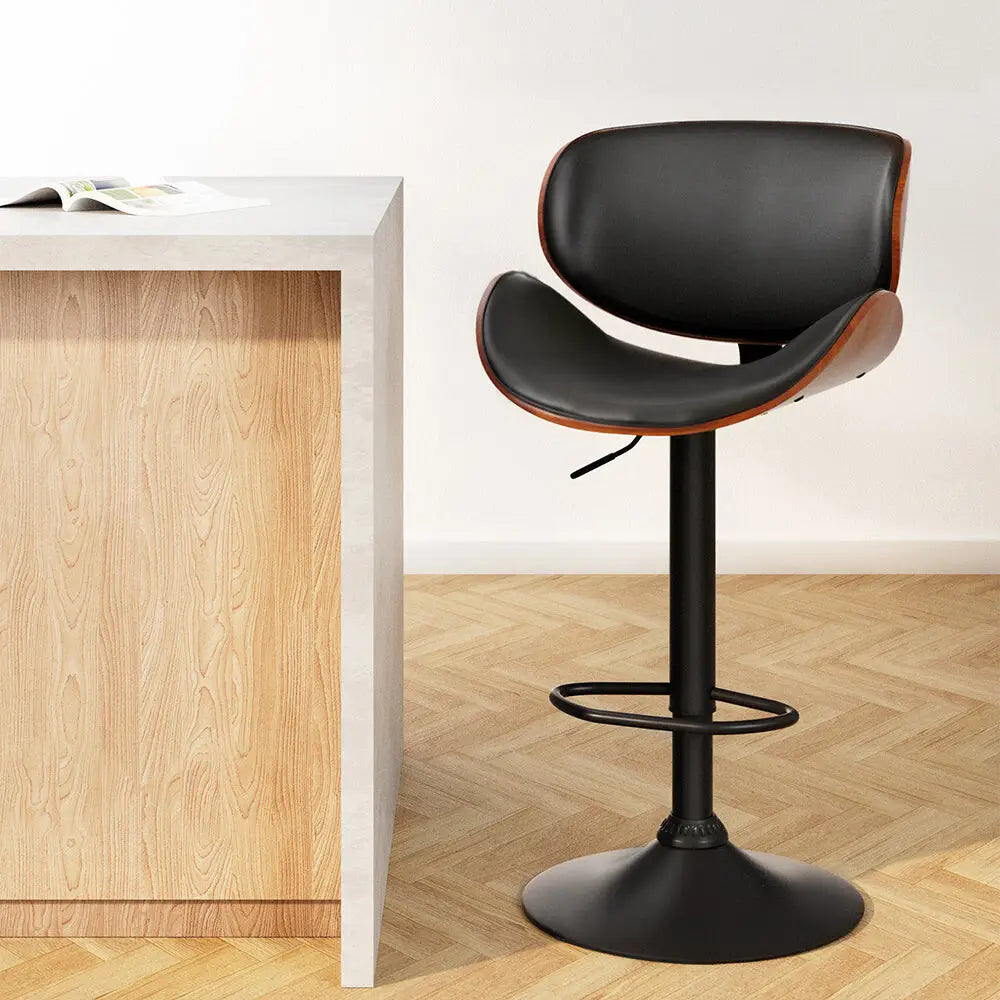 Bar Stools Kitchen Leather Barstools Swivel Gas Lift Vintage Chairs Black