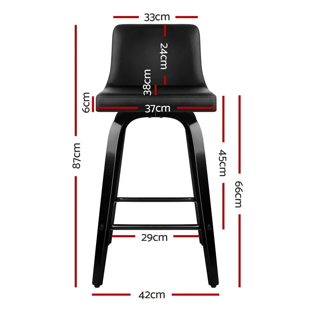 Bar Stools Kitchen Leather Barstools Swivel Wooden Chairs X2