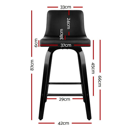 Bar Stools Kitchen Leather Barstools Swivel Wooden Chairs X2