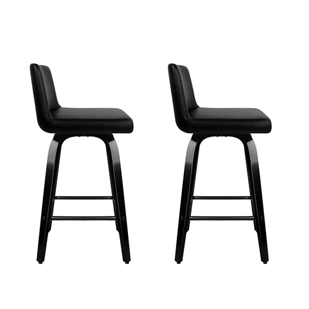 Bar Stools Kitchen Leather Barstools Swivel Wooden Chairs X2